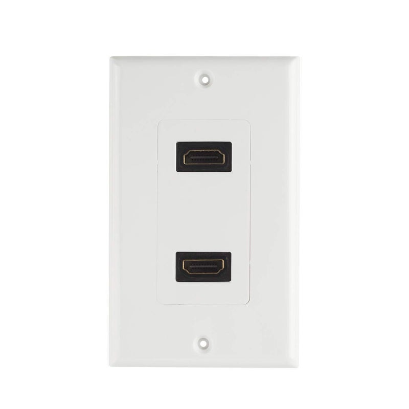 TENINYU Dual HDMI Wall Plate (2 Port) - 4K UHD, ARC, and Ethernet Pass-Thru Support (1-Gang) White - for 2 HDMI (2-Port) - Image 1